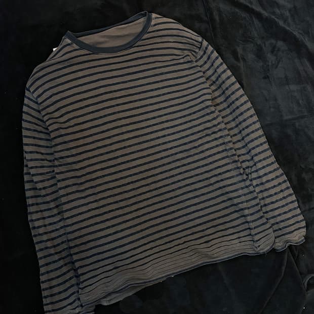 일본빈티지 챠콜 스트라이프 긴팔티