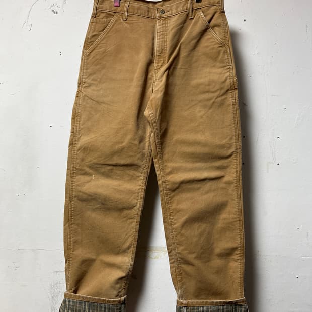 칼하트 체크 라이닝 카펜터 팬츠