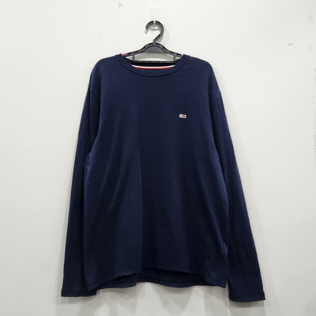 [XL] 타미힐피거 롱슬리브 긴팔 티셔츠 네이비 자수로고