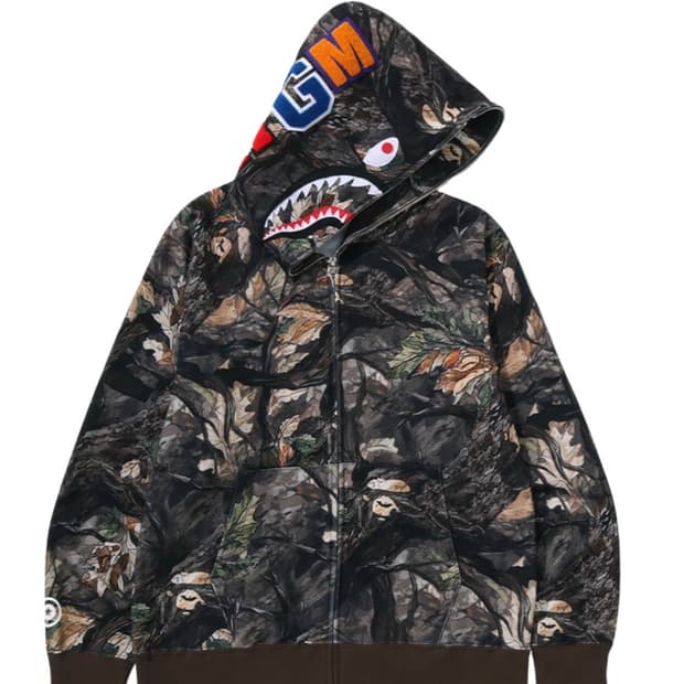베이프 트리 엣지 카모 샤크 풀 집 후드 브라운