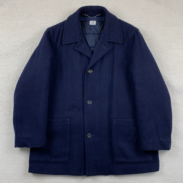 CP컴퍼니 이태리 메이드 2in1 네이비 울 하프코트