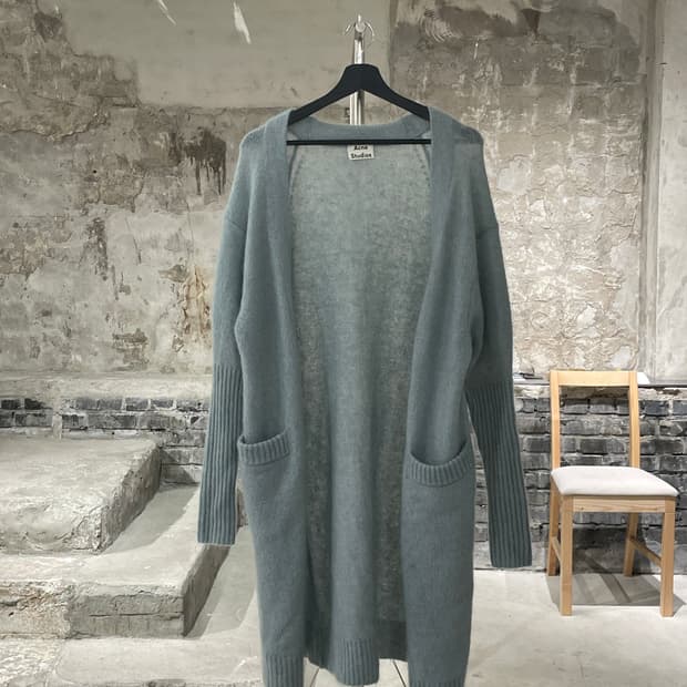 아크네 스튜디오 민트 라야 모헤어 오픈 롱 가디건