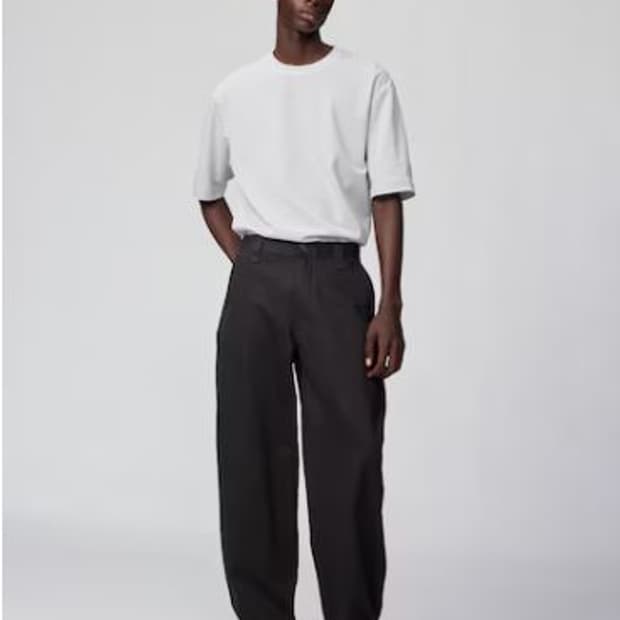 1회착 긴기장) 유니클로U 와이드 핏 치노팬츠 블랙 82