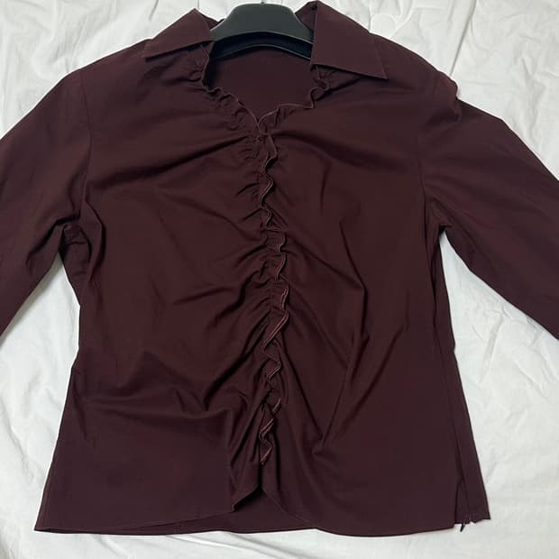 vintage wine ruffle shirt