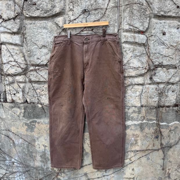 00s 칼하트 빈티지 b11 cht 페이딩 싱글니 워크 팬츠