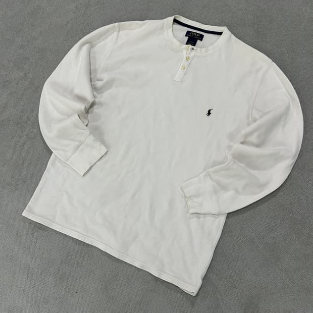 폴로 랄프로렌 화이트 와플 헨리넥 긴팔티 m