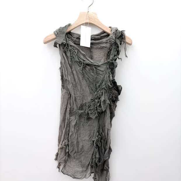 MULTI TEXTILE DRAPED ARTISANAL VEST TOP