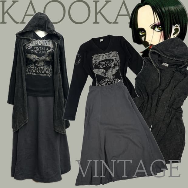 ⛓️고스로리 지뢰계 펑크 코디세트 ⛓️프린팅 티셔츠 언발 가디건 락 