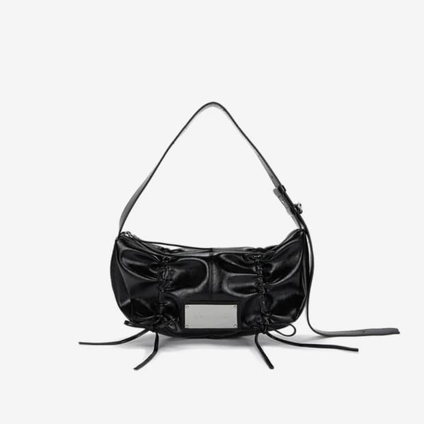 [Matin Kim]마뗑킴 셔링 리본라운드 백(블랙)