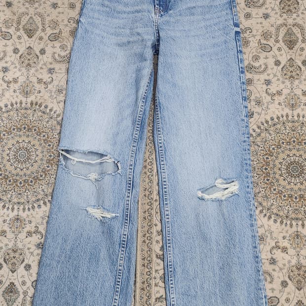 (새상품) 자라 데미지 와이드 데님 팬츠 (25-26)