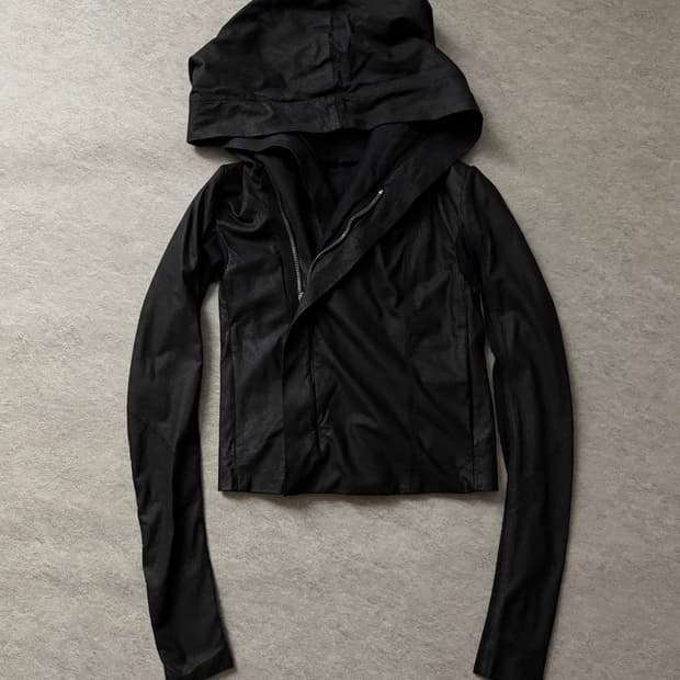 릭오웬스 램스킨 후드 레더자켓