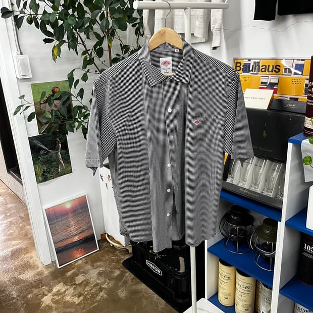 단톤 깅엄체크 반팔 셔츠 44