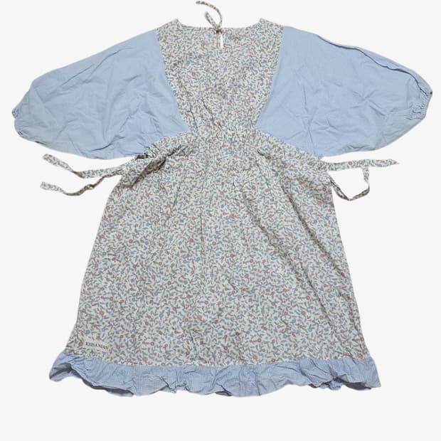 JPN 블루 체크 에이프런 원피스