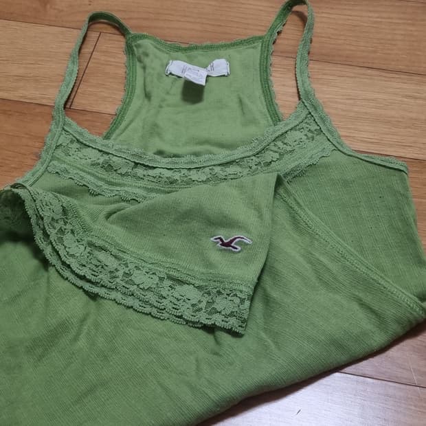 💚홀리스터 말차 레이서백 레이스 빈티지 나시 탑