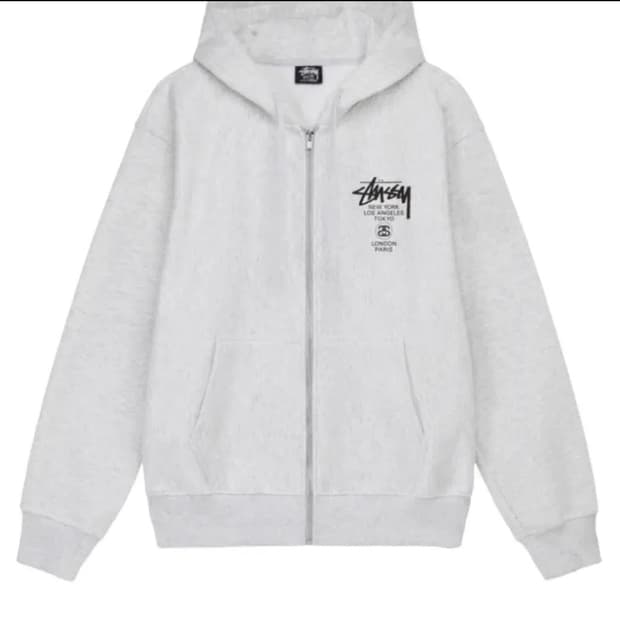 L) 스투시 월드투어 후드집업 애쉬헤더 -2022