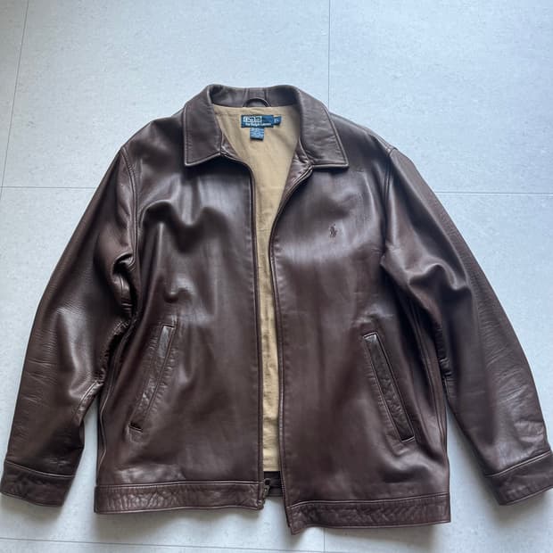 폴로 레더 자켓 램스킨 L 105