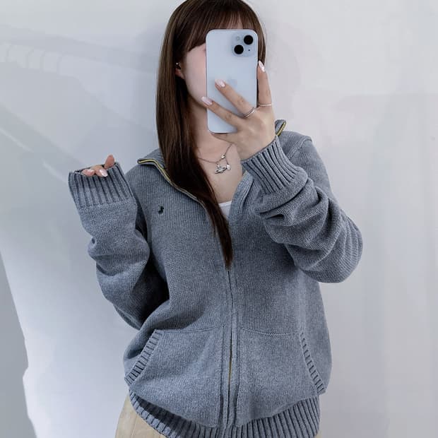 폴로랄프로렌 그린포니 그레이 니트집업