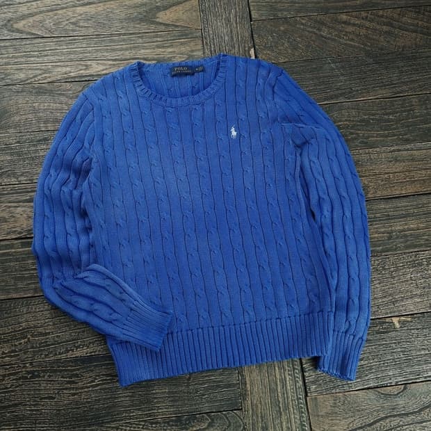 [폴로 랄프로렌] 포니 로고 자수 빈티지 워시드 꽈배기 니트 M18679
