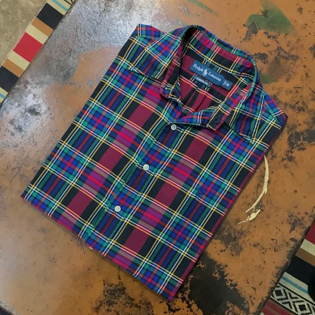 폴로랄프로렌 블랙 레드 마드라스 체크 셔츠 남성 105 110 사이즈