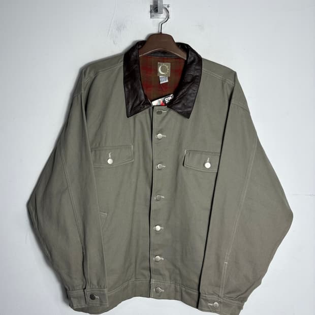 Malboro 말보로 90s 가죽 카라 자켓 (미사용)