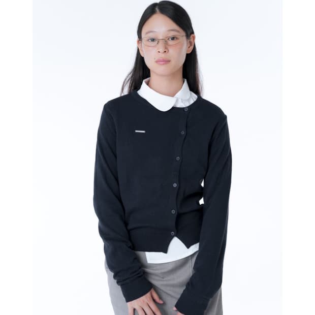 미세키서울 언발란스 니트 가디건 네이비