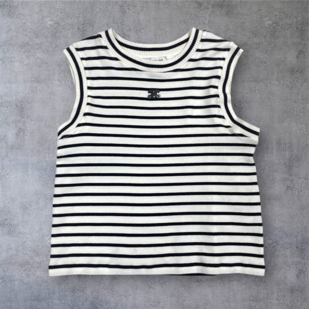 셀린느 Celine 스트라이프 트리옹프 슬리브리스 니트 40