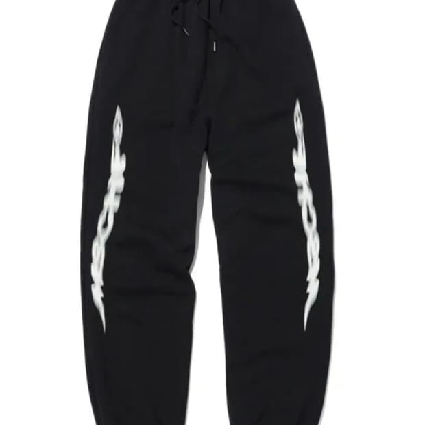 미스치프 로고 와이드 스웻팬츠 블랙 조거팬츠