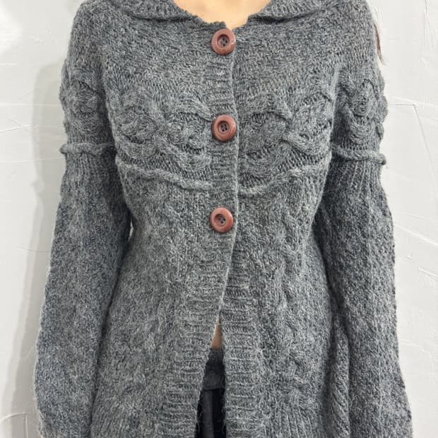 as know as gray button knit cardigan