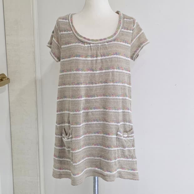 일본빈티지)레인보우 글리터 리본모리걸st 라떼히메갸루 니트짜임원피스