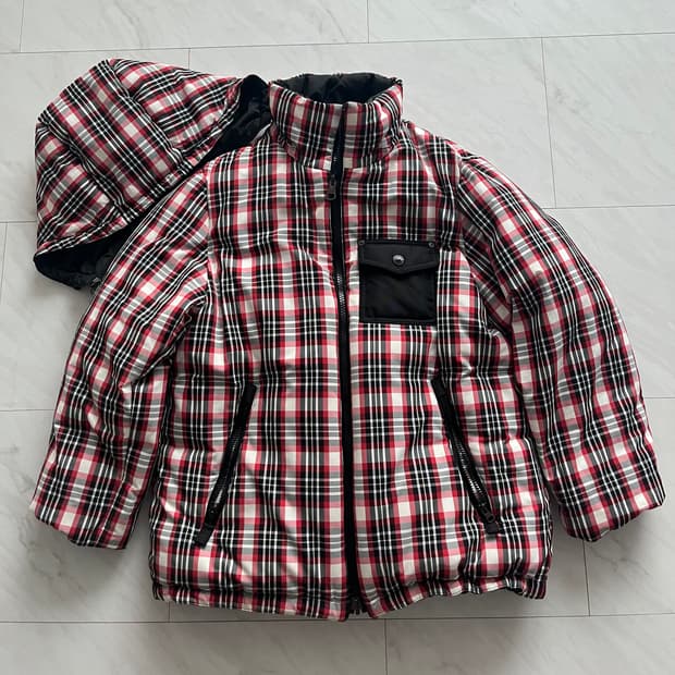 버버리 리버시블 레드체크 패딩