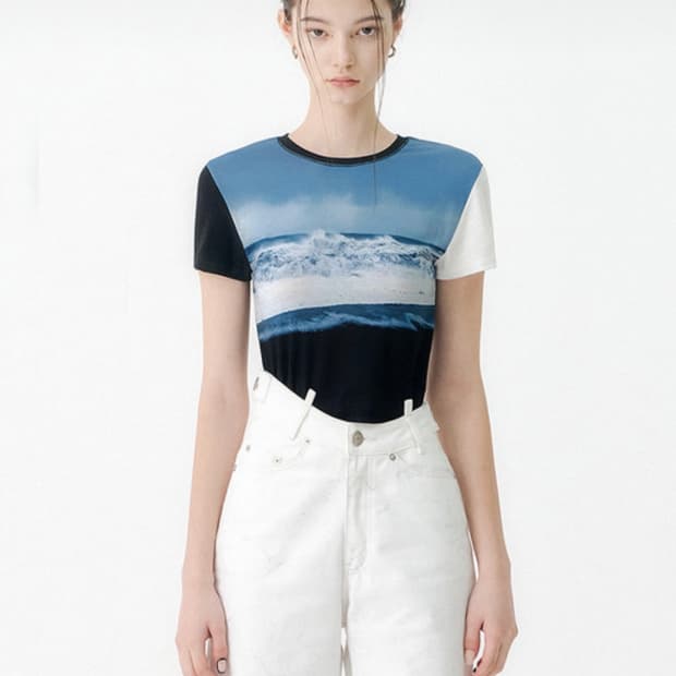 yuse SLIM JERSEY PRINT SHORT SLEEVE LINE