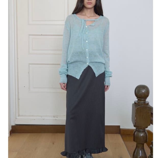 마조네 프릴 롱 스커트 (차콜블루) m사이즈