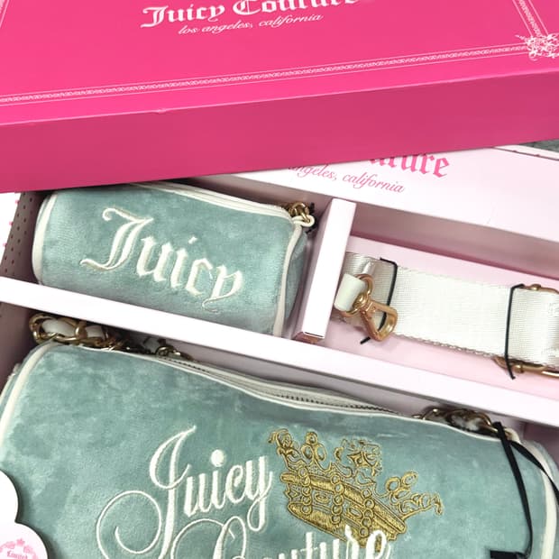 쥬시꾸뛰르 배럴백/하늘색 희귀매물/2way/챰•스트랩 포함