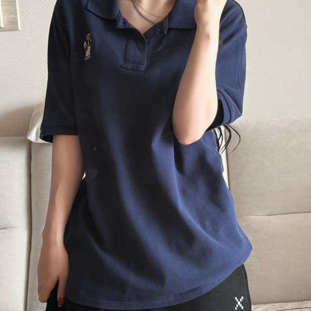 폴로 랄프로렌 테디베어 네이비 카라 반팔
