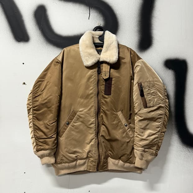 Moussy 마우지 컬러블럭 배색 퍼 카라 B15 플라이트 봄버 자켓