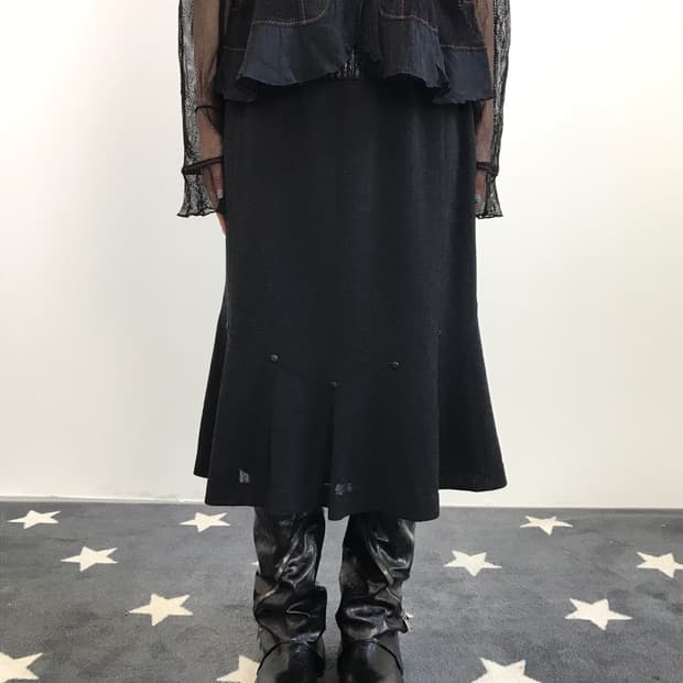 Jpn Button-Detail Mermaid Midi Skirt