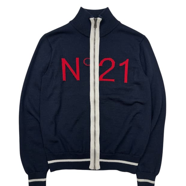 N°21 로고 니트 집업