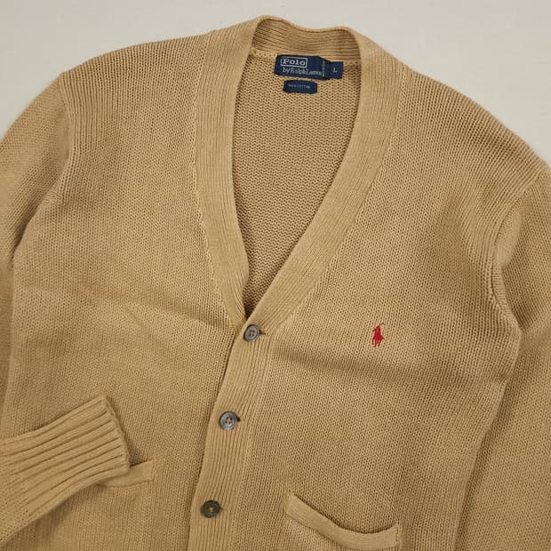 XL(105)폴로 랄프로렌 코튼 가디건 오트밀컬러