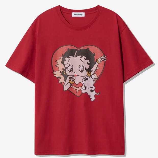 캔버스 베티붑 하트 버스트 오버핏 반탈티 레드