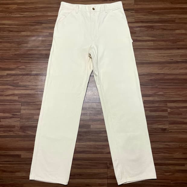 90s 미제 칼하트 에크루 크림 오프 화이트 싱글니 카펜터 워크팬츠 34