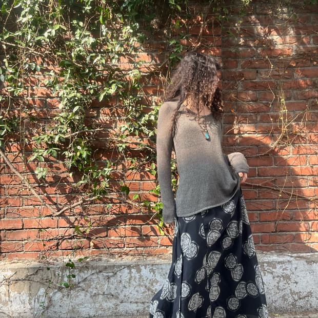 일본 빈티지 패턴 롱 스커트