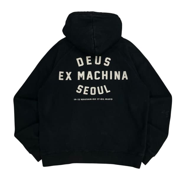 데우스 엑스 마키나 서울 빅로고 블랙 후드티