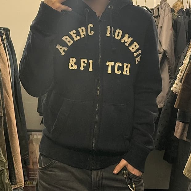 아베크롬비 피치 L 100 정품 후드 집업 남색 네이비 양홍원 울프죠
