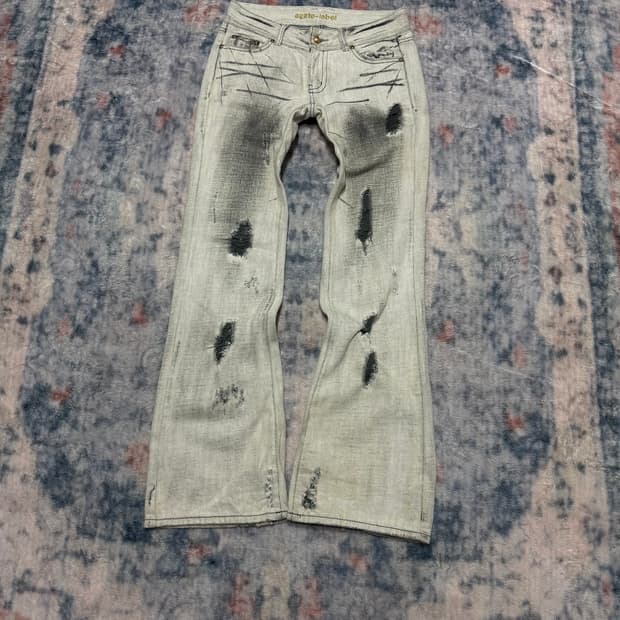 Agate white distressed boot cut denim pa