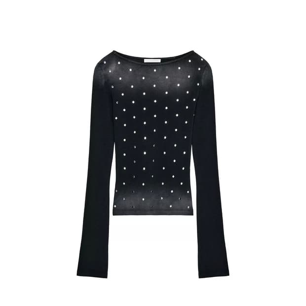 자라 스터드 워싱 티