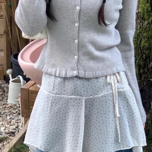 피터앤웬디 그레이 프릴 가디건