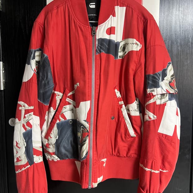 지스타로우 레드 퀄팅 자켓