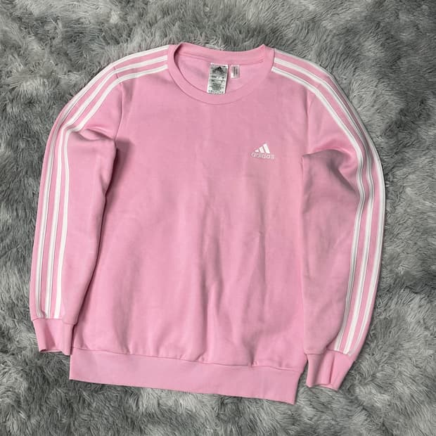 아디다스 삼선 핑크 맨투맨