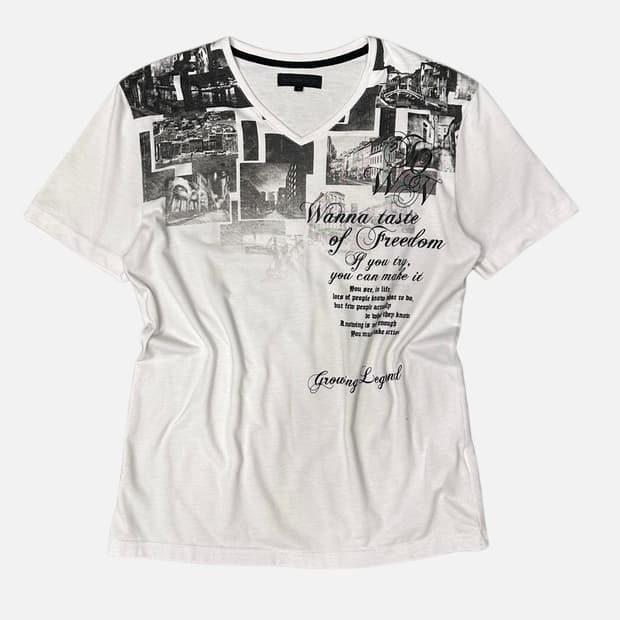 grunge printing v-neck t-shirt