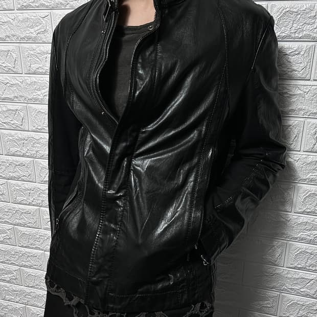 래노마 믹스드 판넬 램스킨 자켓